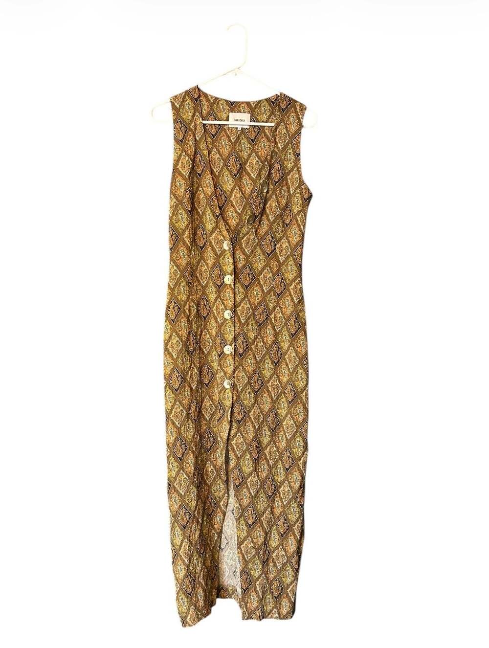 Nanushka Paisley Print Fitted Dress In Brown